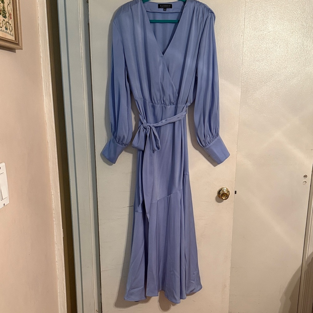 Eloquii Lavender Long Sleeve Wrap Maxi Dress